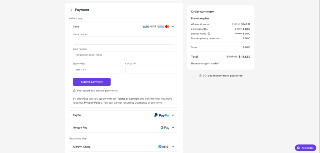 Crear tu cuenta y pagar