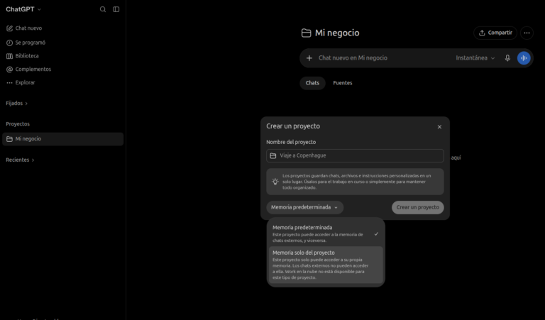 Crear proyecto chat gpt
